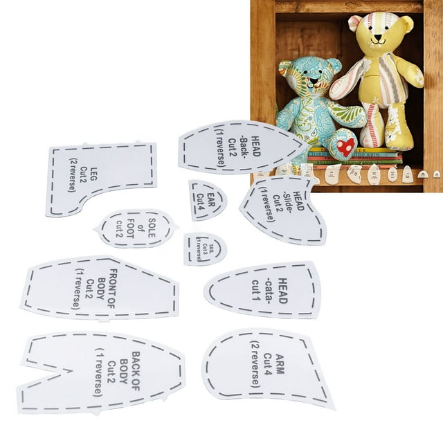 10 Pcs Pochoirs de Couture Ours en Peluche Mémoire Innovants pour Poupée, Réutilisables pour Bricolage