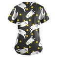 thumbnail image 3 of Halloween Tops For Women Plus Size，Plus Size Women'S Halloween Pumpkin-Headed Bat Printed Scrub Tops V-Neck Fun T Shirts Nurse Uniform Tee With Pockets，Navy，M, 3 of 3