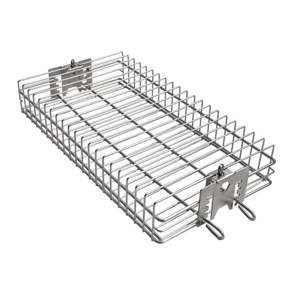 Onlyfire 6042 Chrome Plating Steel Flat Spit Rotisserie Grill Basket Fits 1/2� Hexagon, 3/8" Hexagon, 3/8" Square & 5/16" Square Spit Rods for Any G