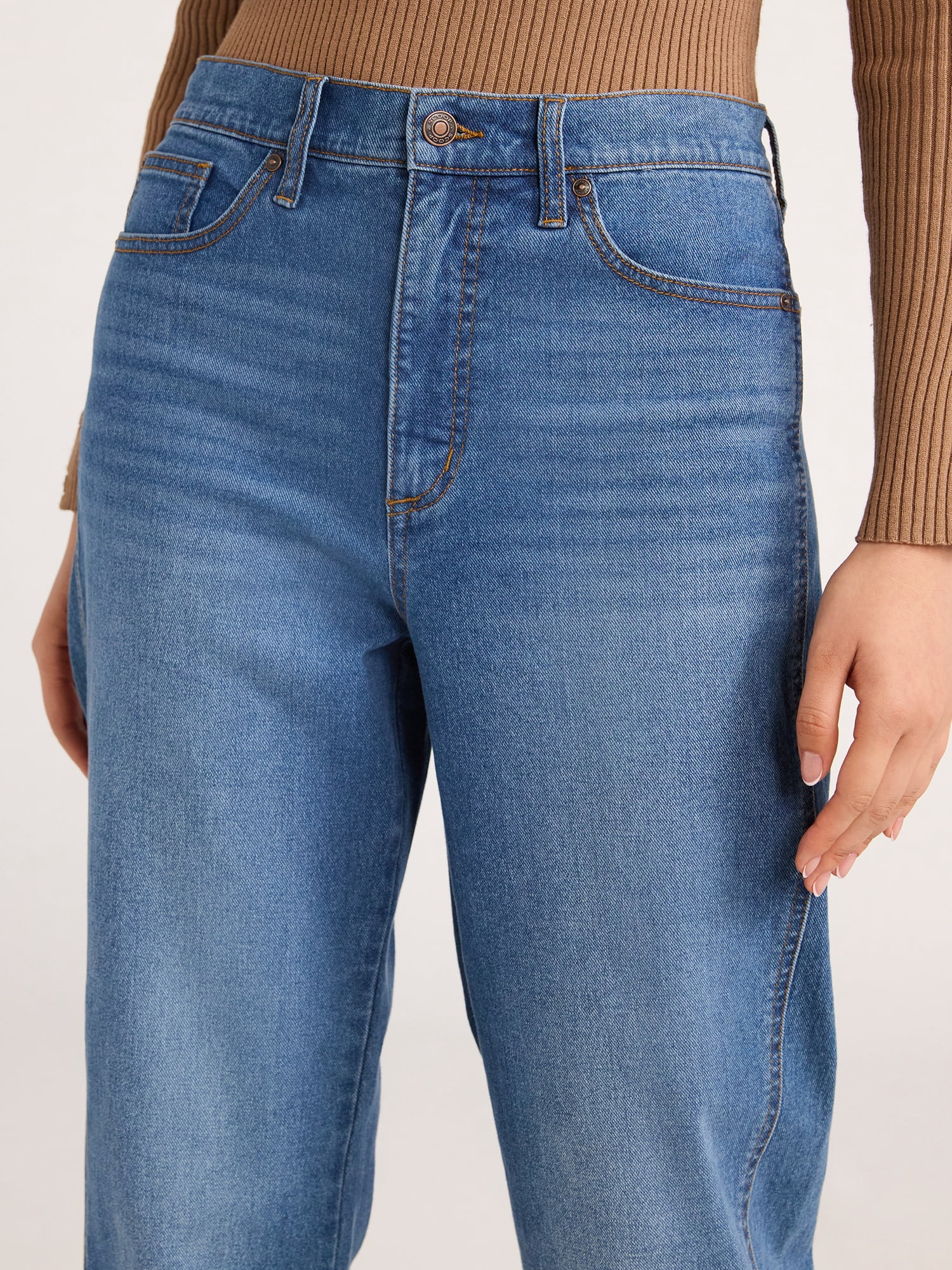 Scoop Women's Mid Rise Barrel Leg Jeans, Sizes 0-18