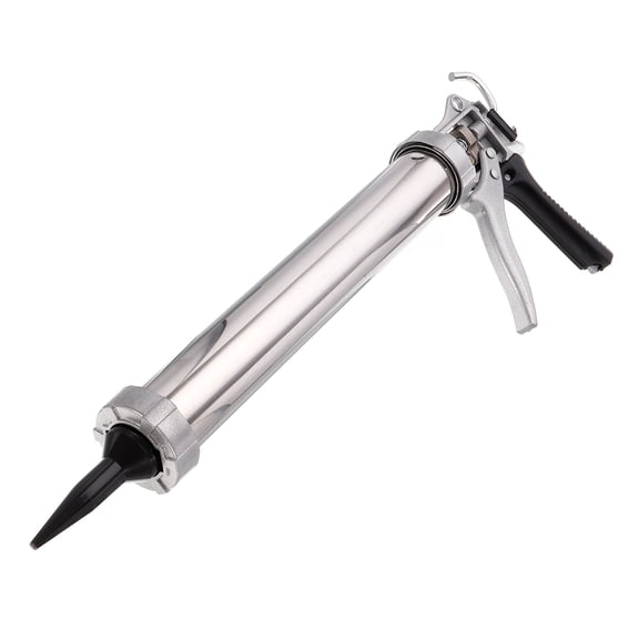 Uxcell Sausage Caulking Gun Stainless Steel Sealant Applicator with Nozzle Silver Tone