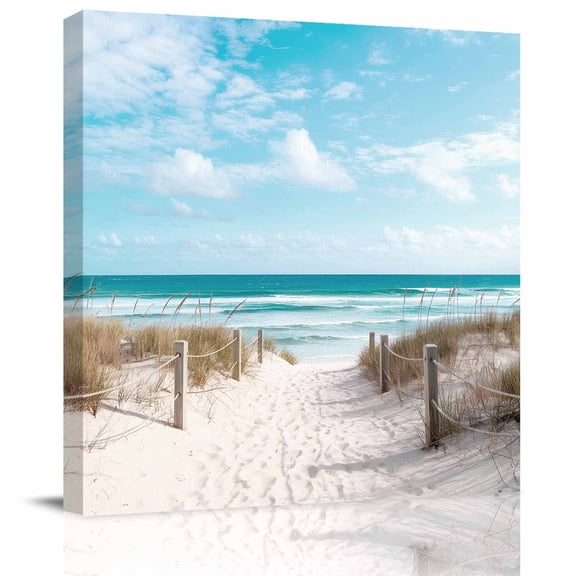 Framed Canvas Wall Art for Living Room Blue Sky Wall Decor, Ocean Summer Beach Aesthetic Paintings for Bedroom Office Kitchen Bathroom, Ready to Hang Artwork Wall Pictures 8x8 Inch