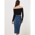 thumbnail image 4 of Falda Vaquera para Mujer Falda Informal de Talle Alto con Abertura Frontal Azul S, 4 of 6