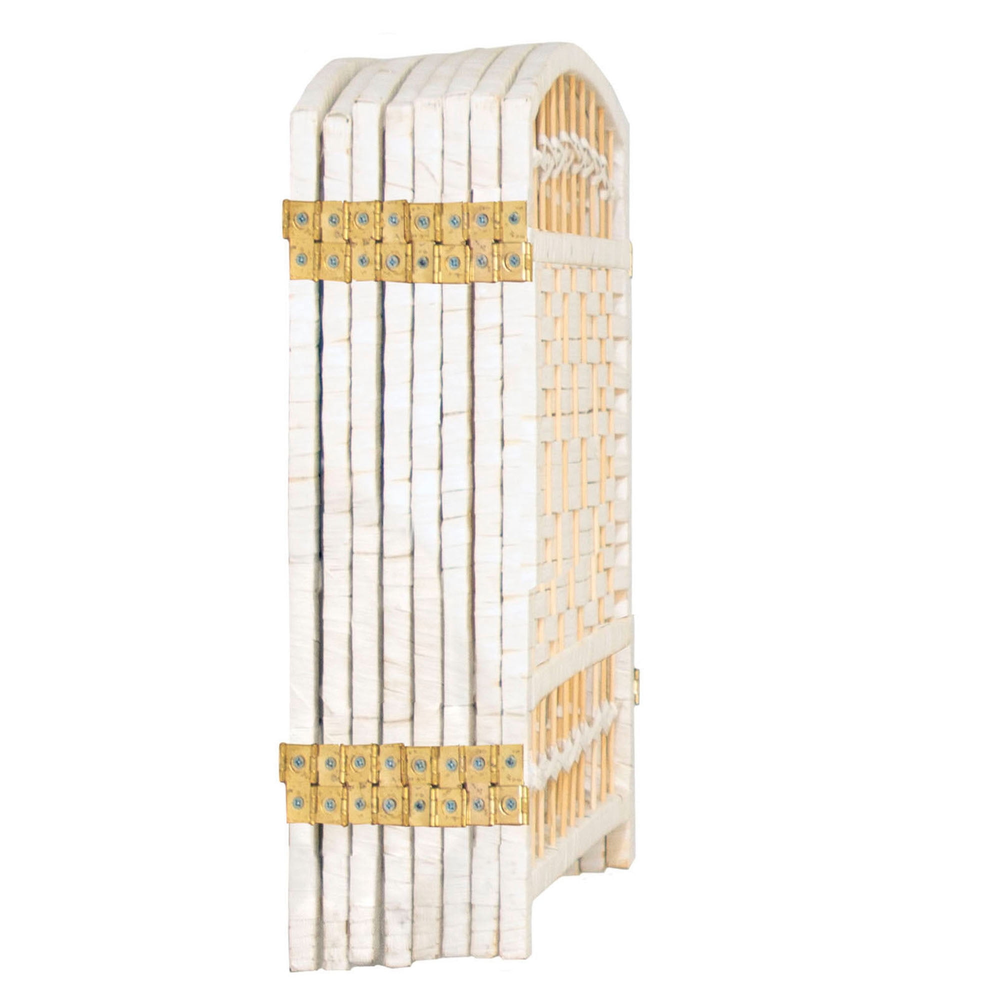 Red Lantern 2 ft. Short Fiber Weave Folding Screen - White - 8 Panels