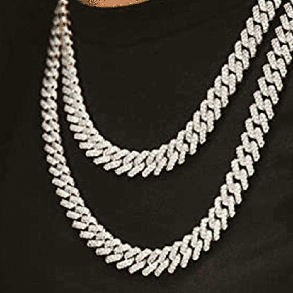 Iced Out Cuban Link Necklace (15mm, Gold)