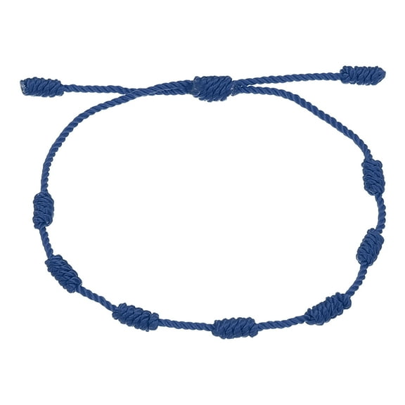 Uxcell Bracelet 7 Knot, Handmade Adjustable String Protection Good Luck Cord Braided Bracelet for Women Men, Dark Blue