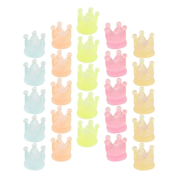 WASHWEPE Luminous Mini Crowns Assorted Color Resin 25Pcs 0.63X0.59X0.59In