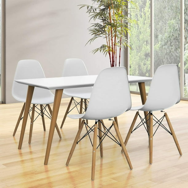 Costway Set of 4 Mid Century Modern Style Dining Side Chair Wood