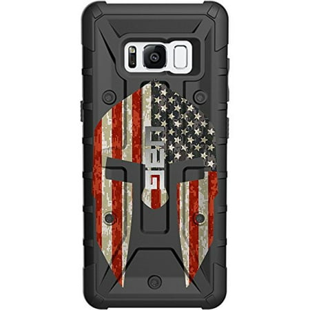 LIMITED EDITION- Customized Designs by Ego Tactical over a UAG- Urban Armor Gear Case for Samsung Galaxy S8 (Standard Size 5.8") (NOT for S8 PLUS)- Spartan Helmet, USA Flag