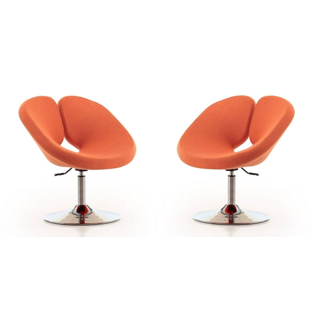 Manhattan Comfort Perche Orange et Chaise Réglable en Laine Chromée Polie (Lot de 2)