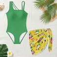 thumbnail image 5 of Jiueut Tropical Frangipani Hibiscus Print Girls Swimsuit One Piece Bathing Suit with Adjustable Strap Halter Neck Skirt Girls' Swimsuit Set with Mesh Cover Up 7-18Y, 5 of 7