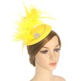 thumbnail image 2 of HJYCHN Elegant French Mini Top Hat Hair Accessory for Weddings - Bridal Headpiece Fascinator Ideal for and Formal Events Yellow One Size, 2 of 3