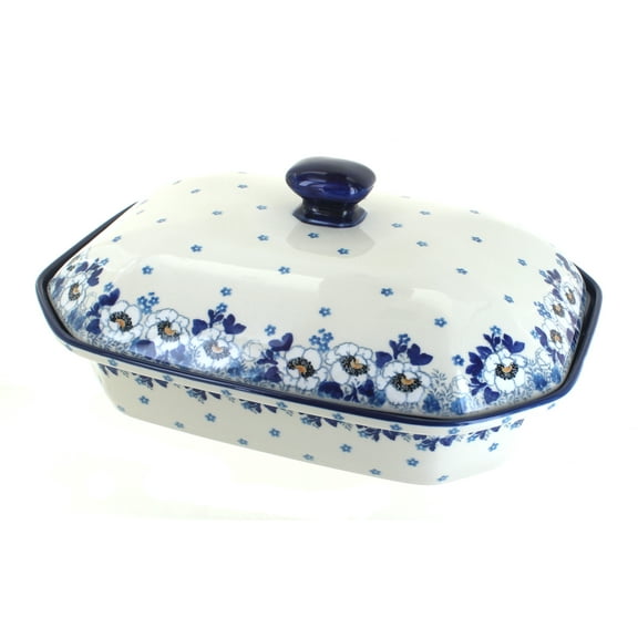 Blue Rose Polish Pottery Georgia Blue Large Covered Baker