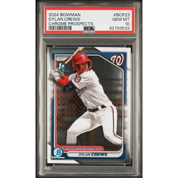 Graded 2024 Topps Bowman Dylan Crews #BCP23 Chrome Prospects Rookie RC Baseball Card PSA 10 Gem Mint