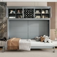 thumbnail image 3 of Harper & Bright Designs Wood Queen Size Murphy Bed Wall Bed with Top Cabinets & Wine Rack, Murphy Bed Chest Cabinet Bed Platform Bed, Gray, 3 of 17