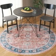 thumbnail image 2 of SAFAVIEH Arizona Melany Distressed Polyester Area Rug, Rust/Aqua, 6' x 6' Round, 2 of 7
