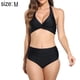 thumbnail image 2 of Traje de baño vintage de dos piezas para mujer Bikini de cintura alta fruncido con cuello halter retro con parte inferior - Negro Zhivalor BST3001329-2, 2 of 7
