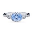 thumbnail image 2 of BERRICLE Sterling Silver 3-Stone Greyish Blue Oval Cut Cubic Zirconia CZ Fashion Anniversary Ring for Women, Rhodium Plated 1.2 Carat Size 10, 2 of 9
