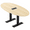 Blonde Surfside Ash w/Matte Black Base with Electric, variant on 6 Person Conference Table Metal T Bases Boat Oval Shape w/Electric