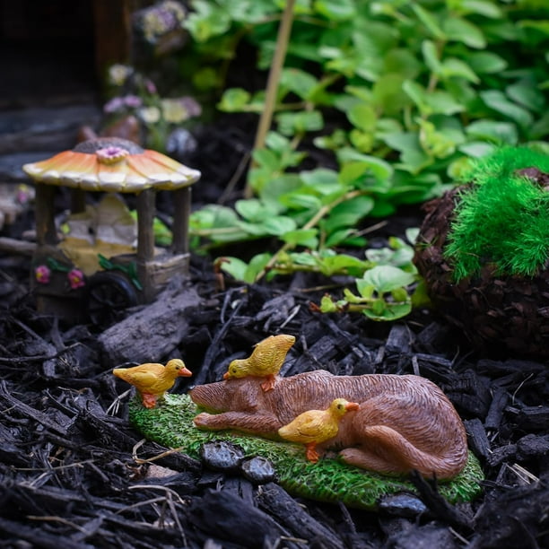 Miniature Dog Ducks Fairy Garden Accessories Pet Statue Golden Retriever Decor