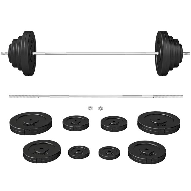 Soozier 154 lbs Barbell Weight Set, Adjustable Weights for Home Gym