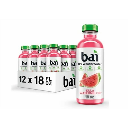 Bai Antioxidant Infused Water Drink, Kula Watermelon, with Vitamin C and No Artificial Sweeteners, 18 fl oz Bottle, Pack of 12