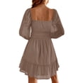 thumbnail image 2 of Long Sleeve Square Neckline Women Mesh Ruffle Dress, 2 of 2