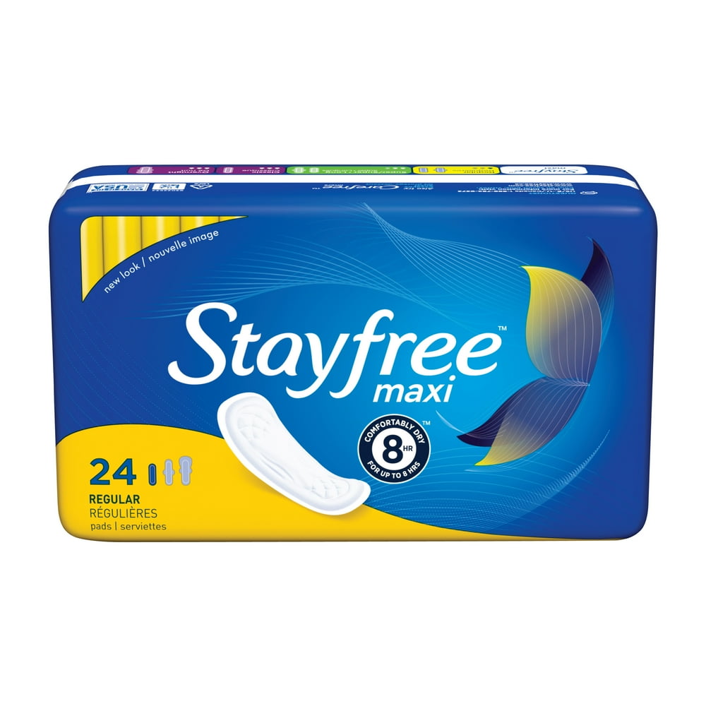 Stayfree Maxi Long Pads without Wings, Unscented, Regular, 24 Ct