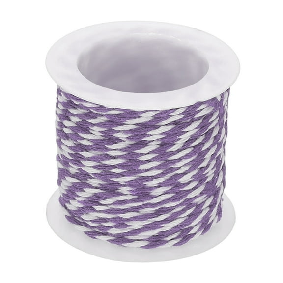1.5mm Colorful Braided Cotton Cord, 11 Yards White/Light Purple Bakers Twine Cotton 4-Ply Rope String for Friendship Bracelet Making, DIY Crafts Jewelry Wrapping Decor Supply
