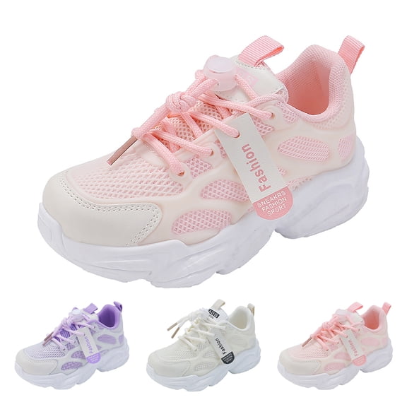 WUANDIXFA Kids Breathable Sneakers Mesh Lightweight Easy Walk Casual Sport Strap Athletic Running Shoes for Boys Girls (Purple, 11.5)