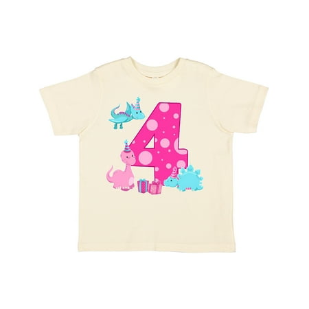 

Inktastic Dinosaur Party-Fourth Birthday Gift Toddler Toddler Girl T-Shirt