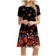 thumbnail image 1 of Vestido suelto casual de manga corta con estampado floral y estampado de girasol para mujer Pompotops  ghjkhdj10757, 1 of 8
