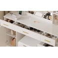 thumbnail image 4 of 56in Makeup Vanity Desk with Stool&Mirror and LED Lights,Modern Dressing Table with Drawers & Adjustable Shelves, Makeup Table Set with Power Outlet,Vanity Desk and Stool Set for Bedroom ﻿, 4 of 9