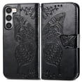 thumbnail image 6 of Allytech for Samsung Galaxy S25 Edge Flip Wallet Case, Luxury PU Leather [Butterfly & Flower Embossed] Magnetic Clasp Stand Case Built-in Card Slots & Cash Pocket, Shockproof Wrist Strap Case, Black, 6 of 6