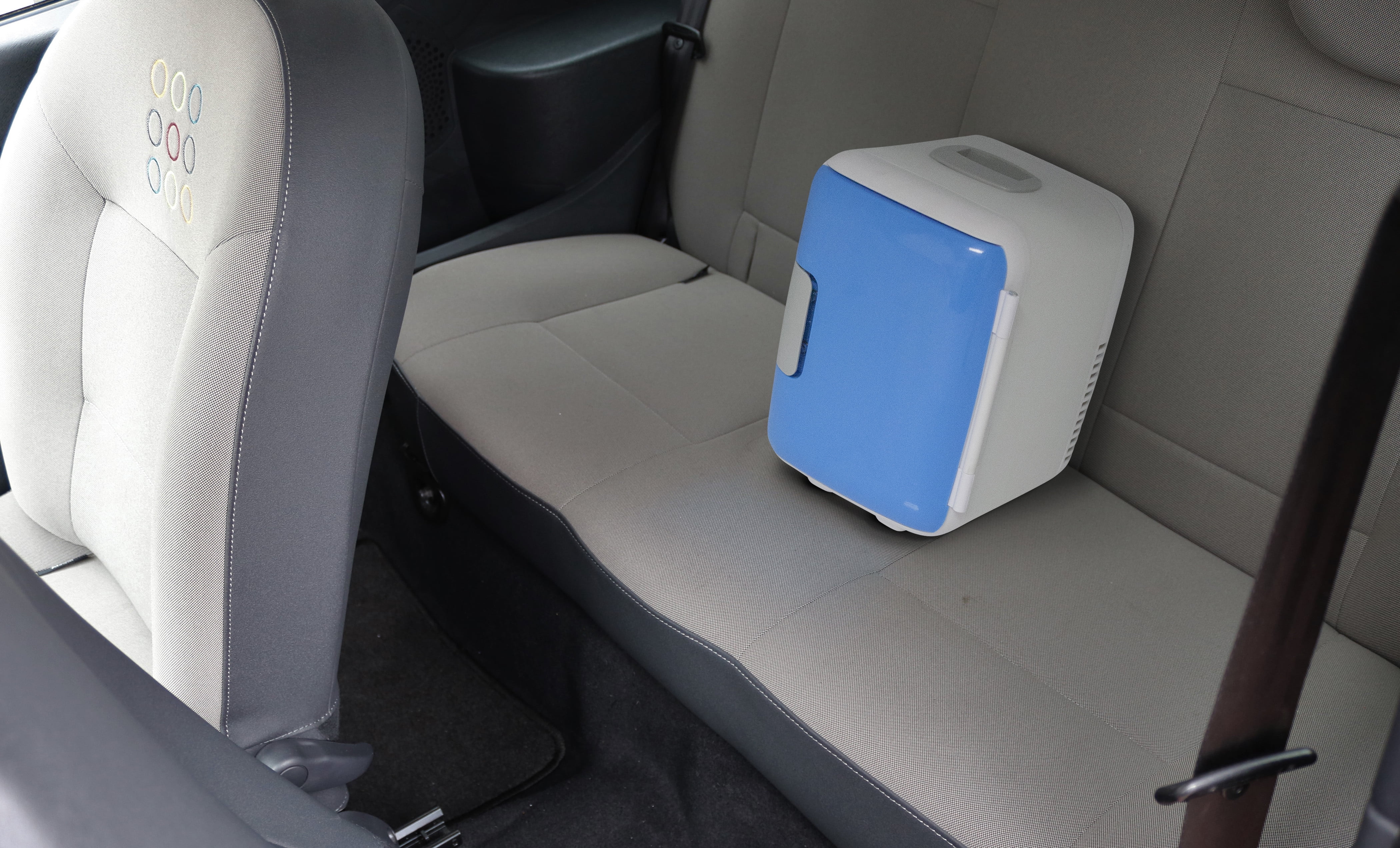 Eternal Road Trip Essentials Portable Mini Fridge | AC/DC Electric Cooler & Warmer for Home Office Car RV Boat, 4 Liter 6 Can (Blue)