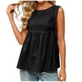 thumbnail image 2 of Ashirexll Womens Casual Tops Fashion Casual Summer Solid Color Round Neck Sleeveless Pullover Side Split Tank Top, 2 of 7