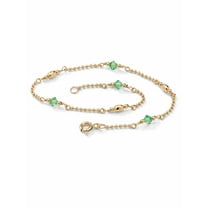 PalmBeach Jewelry Simulated Birthstone Ankle Bracelet Gold-Plated or Platinum-Plated Silver