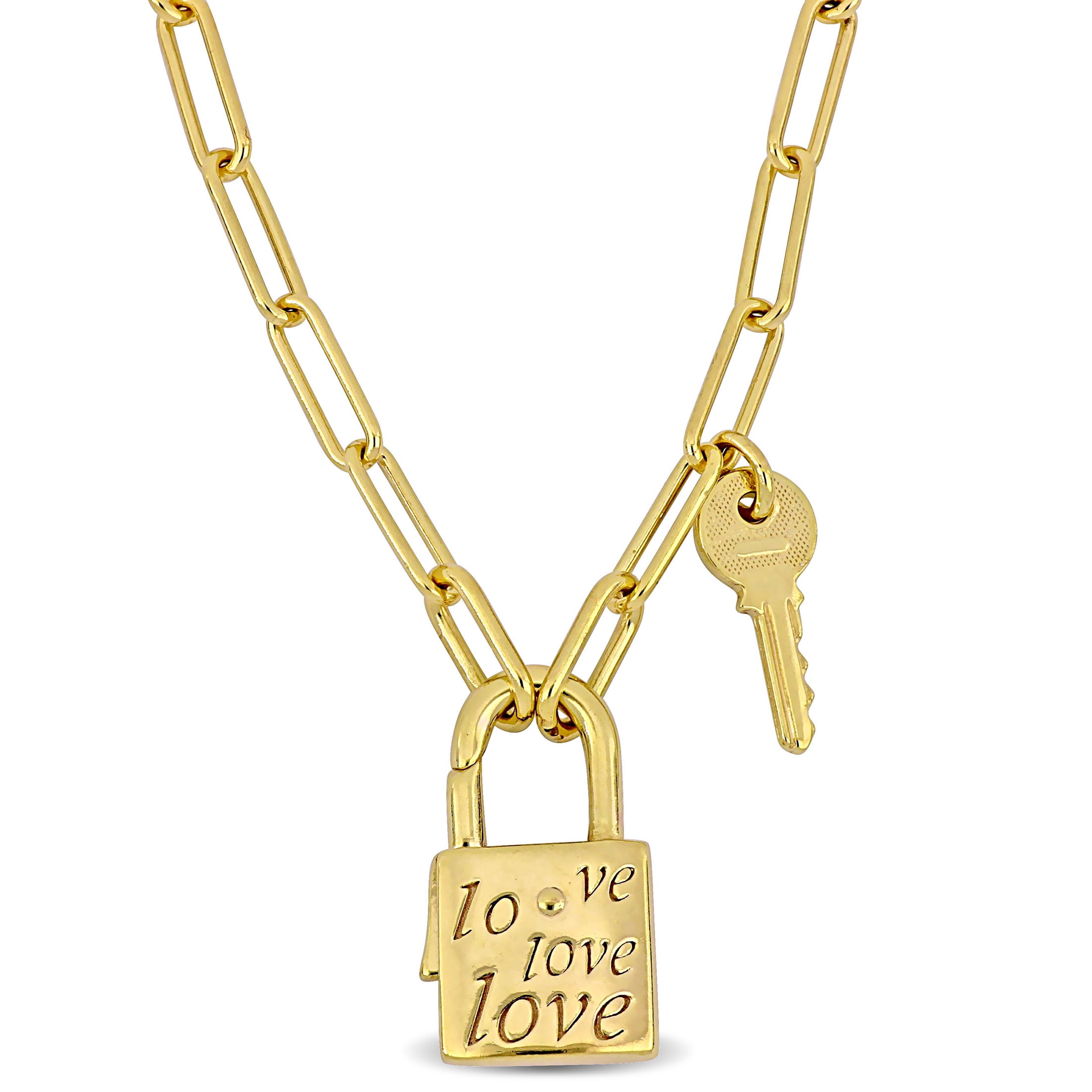 Gold Paperclip Chain Lock Necklace By Virtue – Bella Vita Gifts