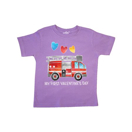 

Inktastic My 1st Valentine s Day Fire Truck with Hearts Gift Toddler Boy or Toddler Girl T-Shirt