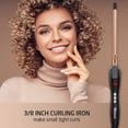 thumbnail image 2 of Rizador fino de cerámica de 9 mm, varita rizadora de barril pequeño de 3/8 de pulgada para cabello largo y corto, pantalla LCD con 9 ajustes de calor, incluye guante (dorado), 2 of 5