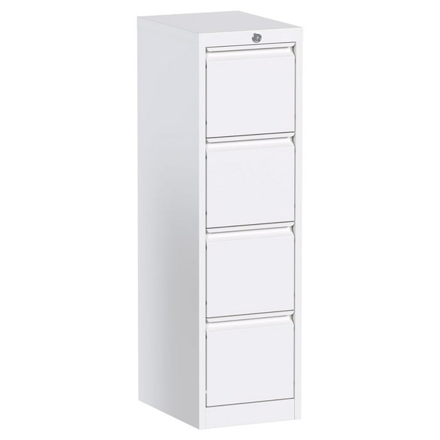 AOBABO 4 Drawer Vertical Metal File Cabinet w/ Lock, Fully Assembled, White
