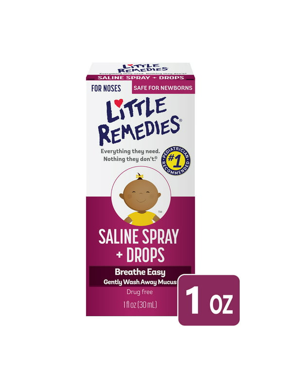 Little Remedies Saline Spray and Drops, Safe for Newborns, Gently Wash Away Mucus, 1 fl oz
