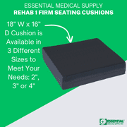 Essential Medical Supply Rehab 1 Foam Cushion - Extra Thick Seat Firm Pad for Office Chair, Wheelchair, and Car - Provides Additional Support for Seniors and Adults - 18 x 16 x 4
