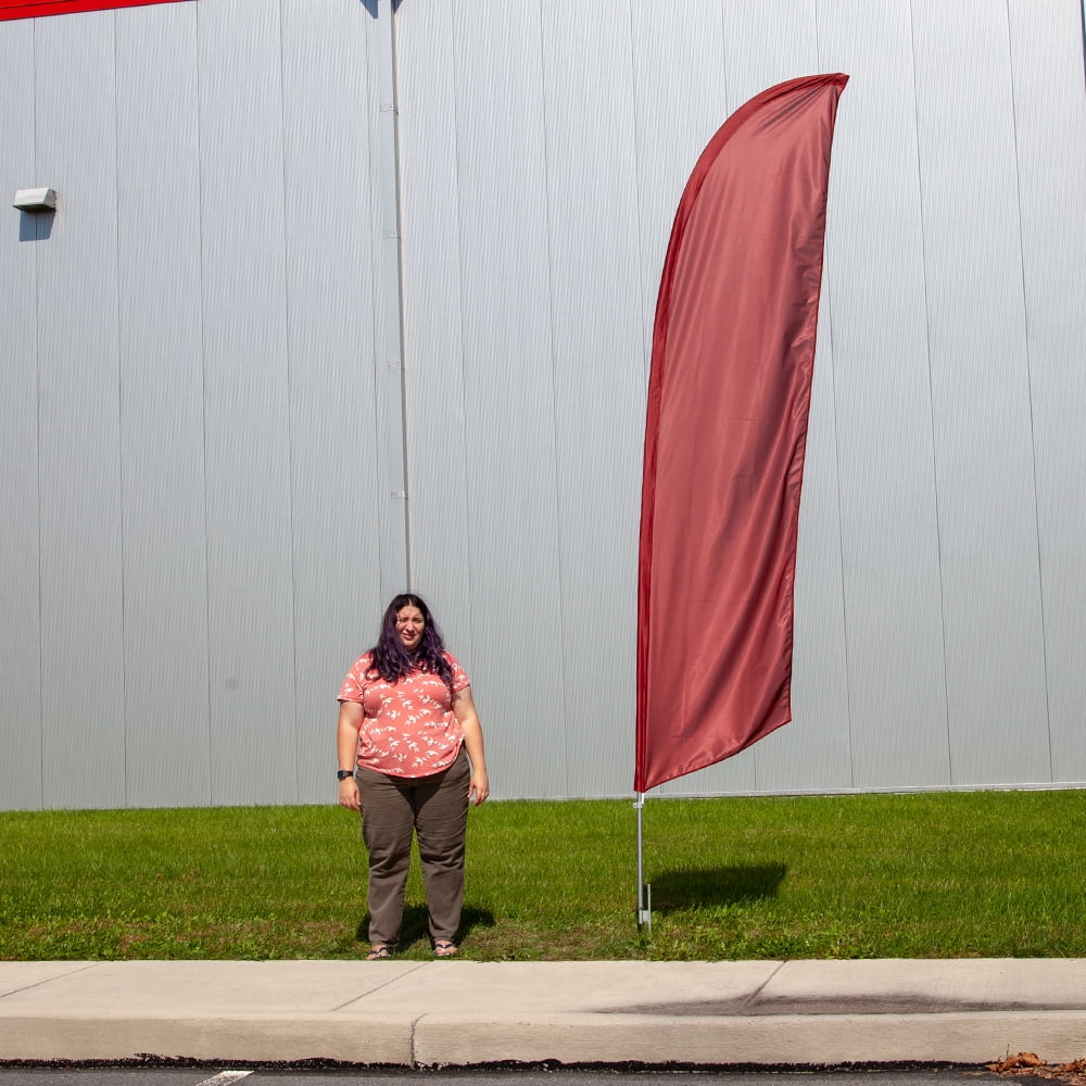Vispronet - Maroon Solid Feather Flag Kit - 13.5ft Knitted Polyester Swooper Flag with Pole Set and Ground Spike - Dyed in The USA