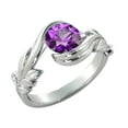 thumbnail image 5 of 1 CT Amethyst Ring 14K White Gold Flower Leaves Leaf, 5 of 7