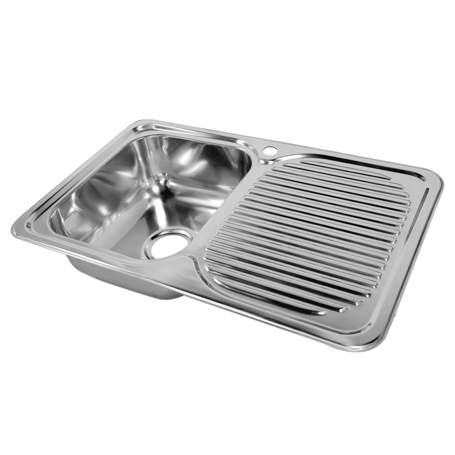 Naiture Drop-In Kitchen Sink, Rectangular Single Bowl Top Mount Sink, 21-Gauge 304 Stainless Steel, 32"L with Right Drainboard and Single Faucet Hole