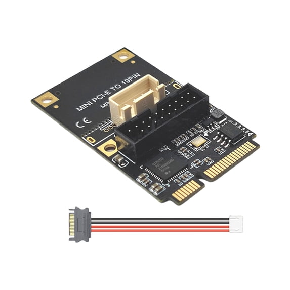 Mini PCIe to USB3.2 Gen1 19Pin Expansion Card/ USB 3.2 Card Adapter for Windows XP 7 8 10 11 5Gbps/ High Performance Riser Board/ USB Header 4Pin Power Supply
