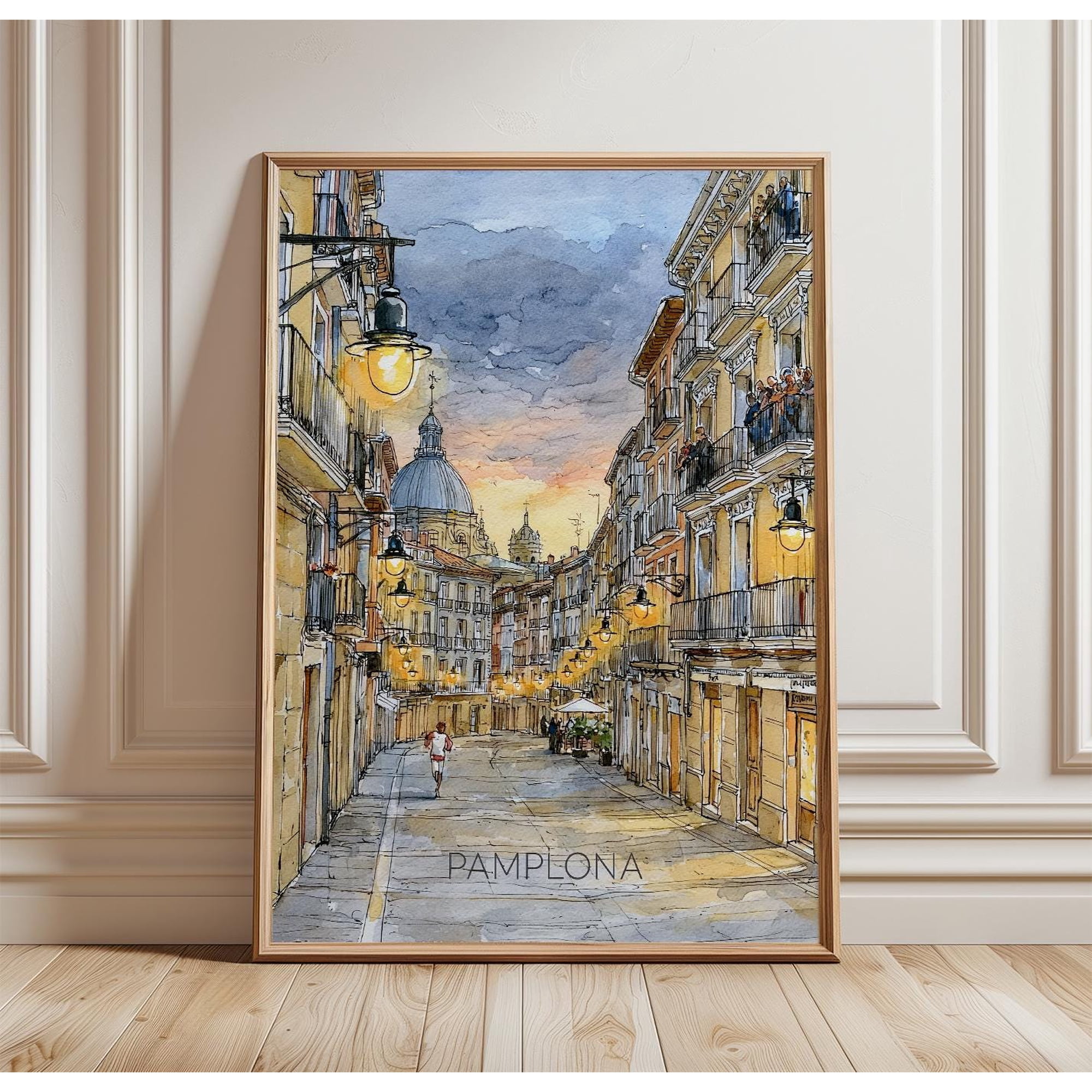 Pamplona Watercolour Cathedral Print Spanish Wall Art Home Decor Office Wall Art Living Room Decor, Paper Poster Only