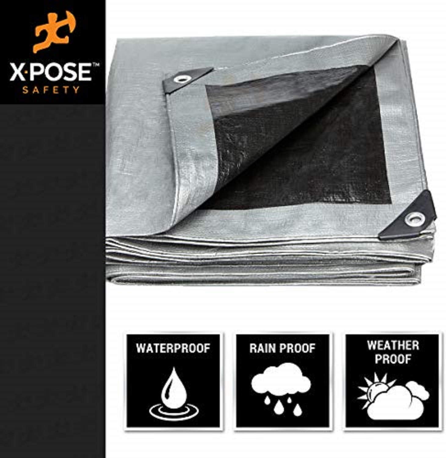 12 x 16 Heavy Duty Silver//Black Waterproof UV Blocking 10 Mil Poly Tarp