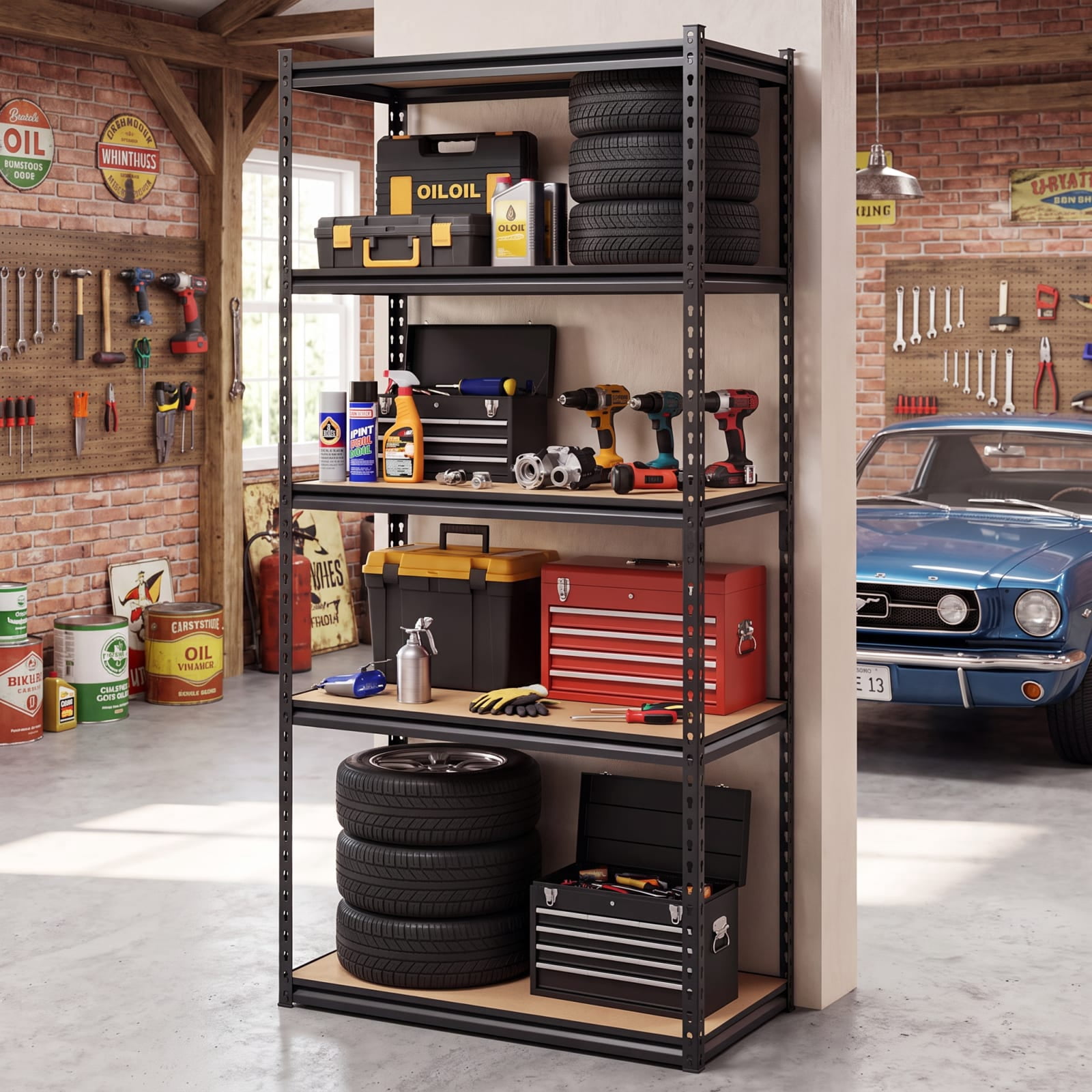 Biotree 5-Tier Metal Shelving Unit 2200 lbs Capacity with Adjustable Shelves 36" × 18" × 72" for Garage Warehouse, Black